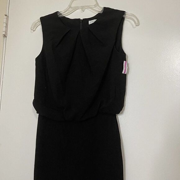 NWOT Dress the Population black pleated neck sheath sleeveless dress size XS - Picture 2 of 6